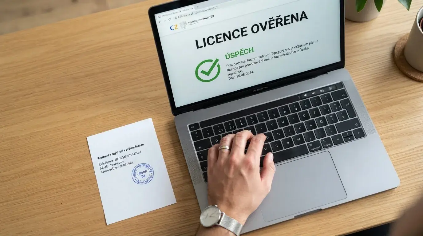 Úřední dokument s razítkem Ministerstva financí ČR a seznamem držitelů licence k provozování hazardních her