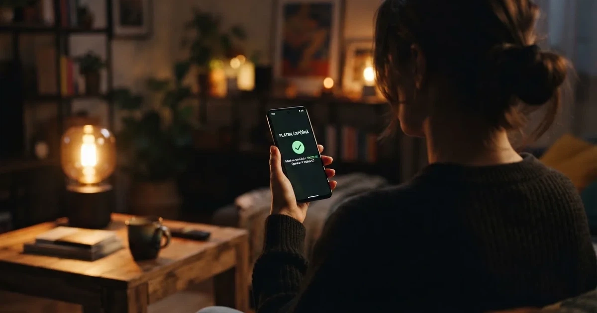 Mobilní telefon zobrazující potvrzení platby do online casina přes Vodafone m-platbu