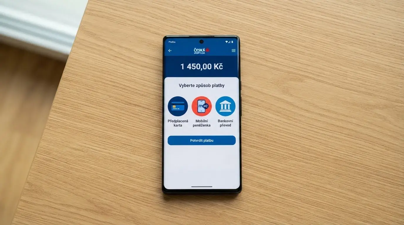 Mobilní telefon zobrazující platební bránu online casina s logy Paysafecard, Aircash a bankovního převodu
