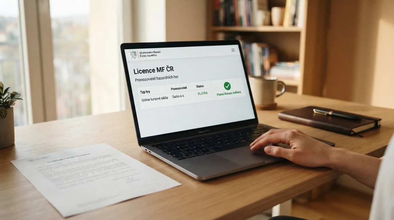 Úřední dokument s logem Ministerstva financí ČR vedle loga licencovaného online casina