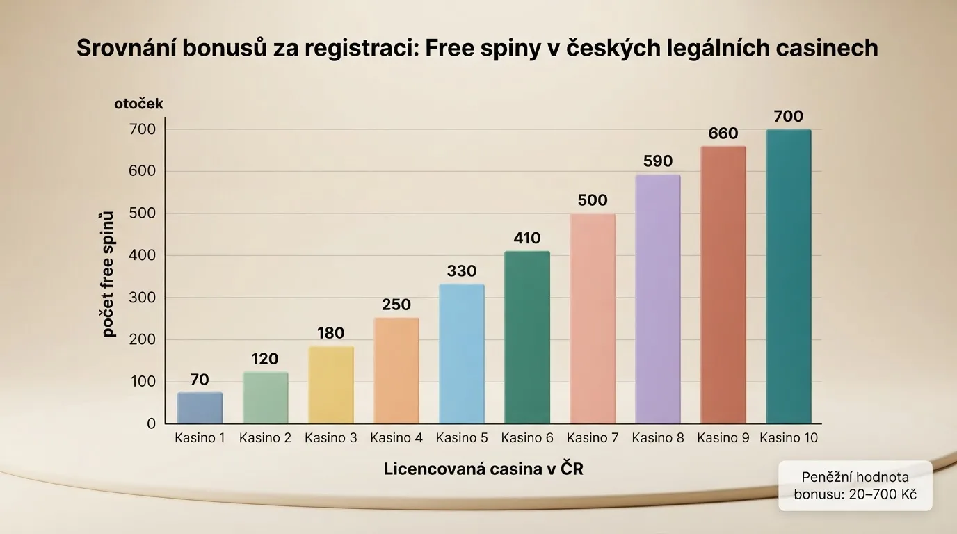 Tabulka s logy deseti českých licencovaných online casin seřazených podle počtu registračních otoček, v čele Betano, Tipsport a Sazka Hry